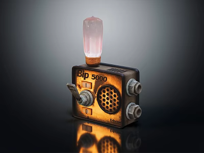 Vintage BIP 5000 Computer Device With Pink Crystal Top Knobs And Grille Design 3d model