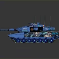 Blue Modern Tank With Decorative Patterns And Military Design Elements 3d model