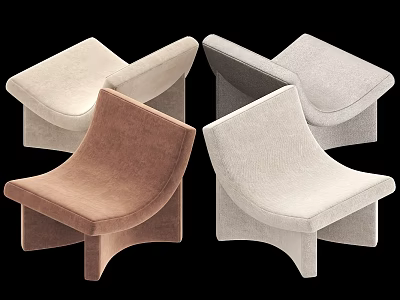 Stylish Leisure Chairs in Beige Gray Brown White with Curved Design 3d model