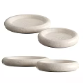 Minimalist Light Stone Round Tray Ornament Set With Natural Texture