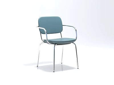 Modern Light Blue Upholstered Leisure Chair With Metal Frame And Armrests 3d model