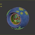 Modern Commercial Equipment Blue Spherical Design With Orange Spots And Internal Mechanics