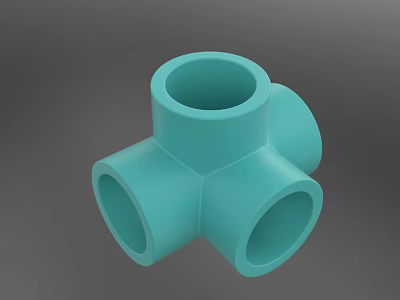 Light Green Plastic Pipe Fitting With Cross Shaped Four Way Design And Durable Structure 3d model