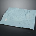 3D Terrain Model With Light Blue Surface And Detailed Mountainous Undulating Topography 3d model