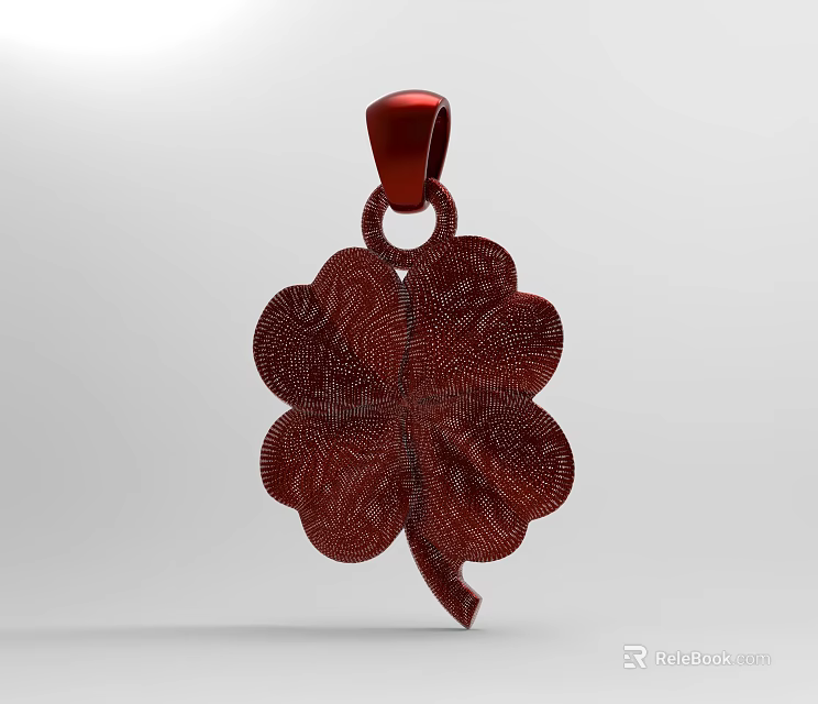 Artistic Clover Shaped Red Pendant Art Installation With Intricate Texture And Hanging Loop 3d model 
