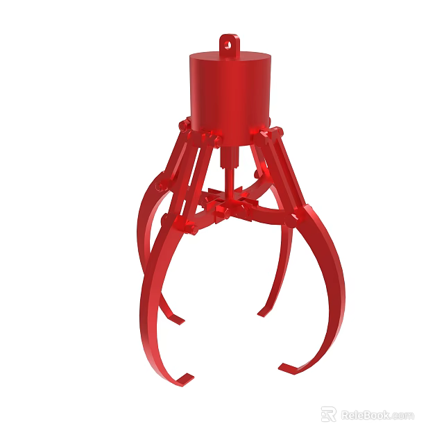Red Mechanical Claw With Metal Structure For Industrial Lifting Operations 3d model 