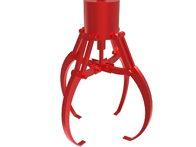 Red Mechanical Claw With Metal Structure For Industrial Lifting Operations 3d model