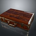 Vintage Brown Leather Suitcase With Metal Accents And Lock Closure Design