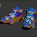 Stylish Iridescent Multicolor High top Sneakers With Modern Reflective Design And Metallic Accents