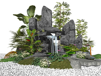 New Chinese style landscape sketch rockery stone dry landscape 3d model