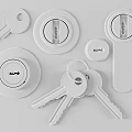 Gold And Gray Door Lock Keys With Cylinder And Brass Accessories Set