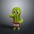 Cute cartoon cactus plant featuring big eyes red pot green feet and LOVE HUGS text