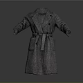 Stylish Gray Long Wool Coat With Double Breasted Design And Belt 3d model
