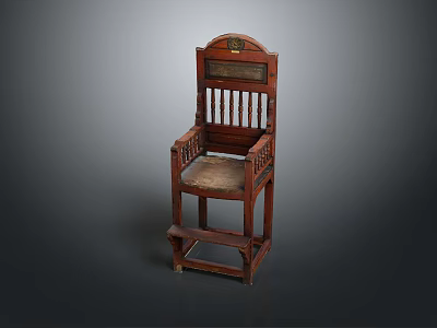 Traditional Wooden Leisure Chair With Slatted Backrest Armrests And Woven Seat Design 3d model