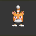 Cute Orange Cat Toy 3D Model with White Paws and Red Eyes