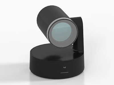 Modern Black Projection Surveillance Camera With Circular Base And Lens 3d model