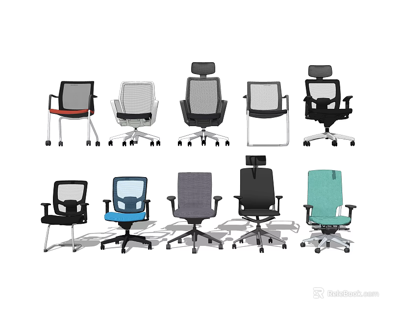 Modern Ergonomic Office Chairs With Mesh Back Adjustable Headrest And Rolling Casters 3d model