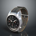 Elegant Leather Strap Watch With Silver Metal Case Black Dial And Stitched Design
