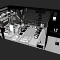 Modern Clothing Store Building With Glass Facade Interior Display Area And Staircase