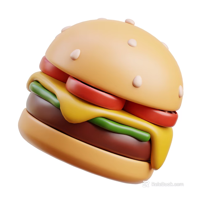 Juicy Tomato In Hamburger Bun With Fresh Lettuce Melted Cheese And Patty 3d model 