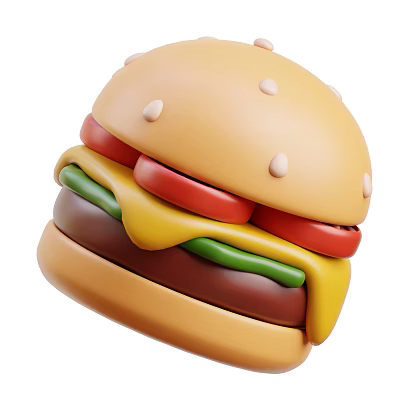 Juicy Tomato In Hamburger Bun With Fresh Lettuce Melted Cheese And Patty 3d model