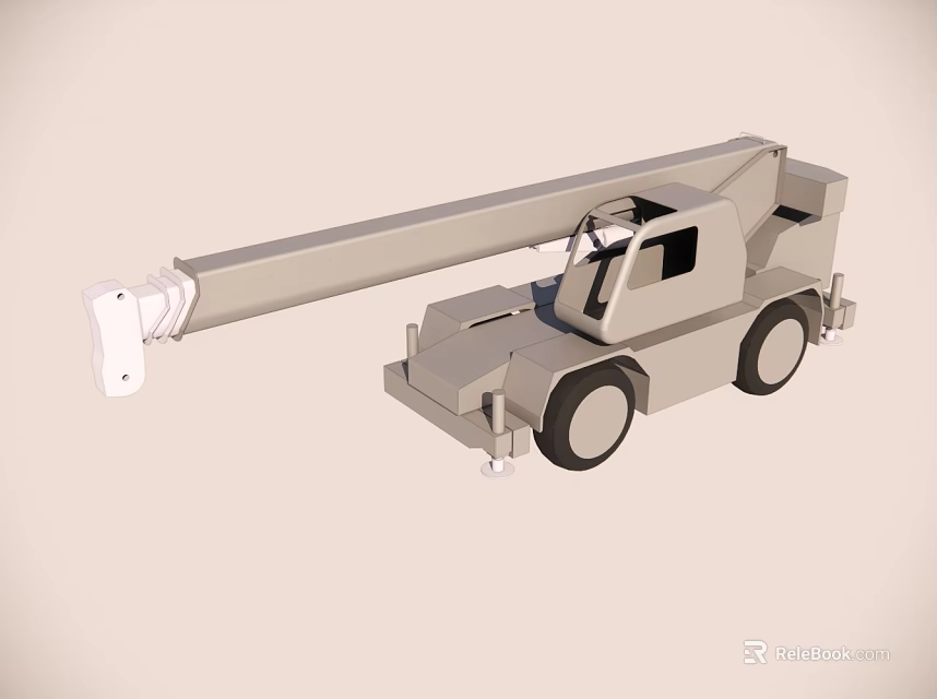 Industrial Heavy Duty Crane Utility Vehicle with Long Boom and Cab Design 3d model 