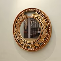 Round Decorative Mirror With Gold Leaf And Braided Frame For Wall Decoration 3d model