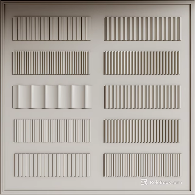 Light Colored Wainscoting With Various Vertical And Horizontal Panel Patterns For Interior Walls 3d model