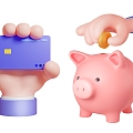 Modern Cartoon Small Hand Gesture Cartoon Small Hand Animation Small Hand Piggy Bank 3d model