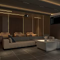 Elegant Modern KTV Lounge With Comfortable Sofa Coffee Table Big Screen And Soft Lighting 3d model