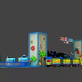 Vibrant Playground Booth Featuring Hetalin Black Equipment Blue Display Boards Green Seats And Colorful Floor