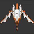 Futuristic White And Orange Spaceship With Streamlined Design For Cosmic Exploration