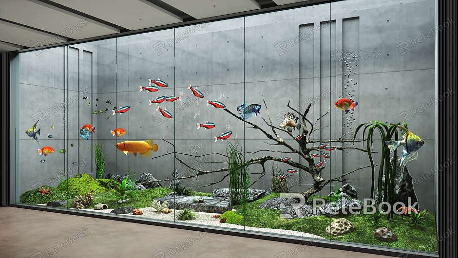 Modern Fish Tank Fish Tank Landscape Fish Tank Cabinet Fish Tank Partition Fish Tank Background Aquarium model