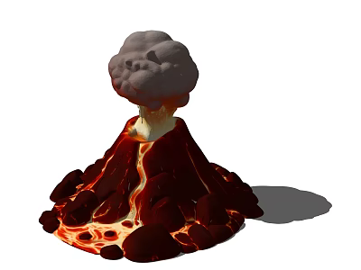 Rockery Stones With Volcanic Style Flowing Lava And Smoking Top Design 3d model