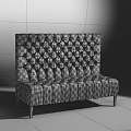 Elegant Brown Velvet Tufted Double Sofa with Button Design and Black Legs 3d model
