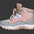 Cute Pink High Top Children's Shoes With Patterned Design And White Sole