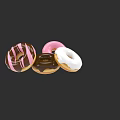 Delicious Colorful Assorted Donuts With Chocolate Pink White Frosting And Stripes