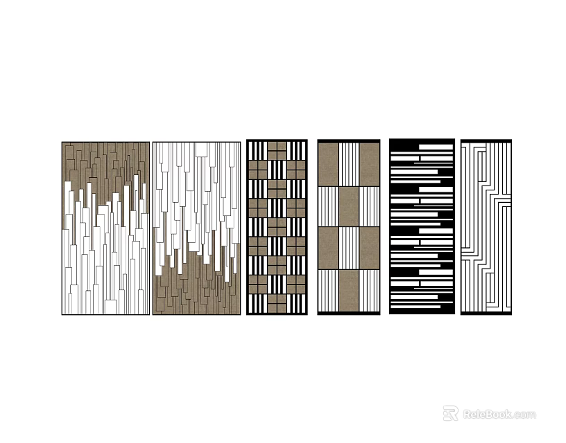 Modern Room Dividers With Various Textures Geometric Patterns And Color Combinations 3d model 
