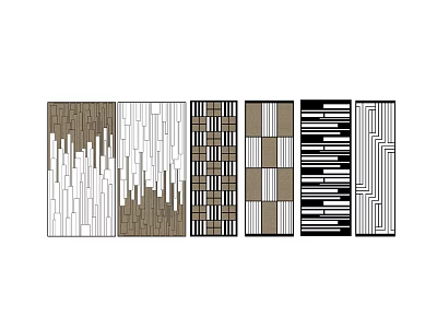 Modern Room Dividers With Various Textures Geometric Patterns And Color Combinations 3d model