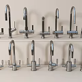 Different Faucet Styles Displayed on Shelves for Home Improvement Collection