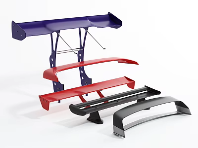 Various Colored Car Spoilers In Blue Red Black With Stylish Vehicle Designs 3d model