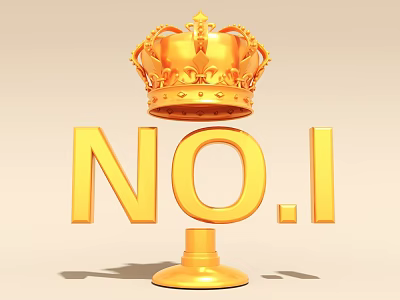 Elegant Golden Trophy With Detailed Crown Design Featuring NO.1 On Shiny Base 3d model