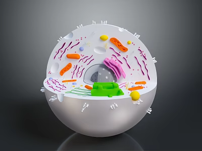 Organ and Hair Cellular Structure 3D Model with Colorful Organelles and Clear Details 3d model
