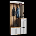 Modern Entryway Side Cabinet with Hooks Coats Handbag and Storage Drawers