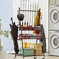 Practical Laundry Room Storage Shelf With Umbrellas Hat Cleaning Supplies And Boxes