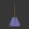 Blue Bristle Toilet Brush With Wooden Handle Conical Design For Household Cleaning