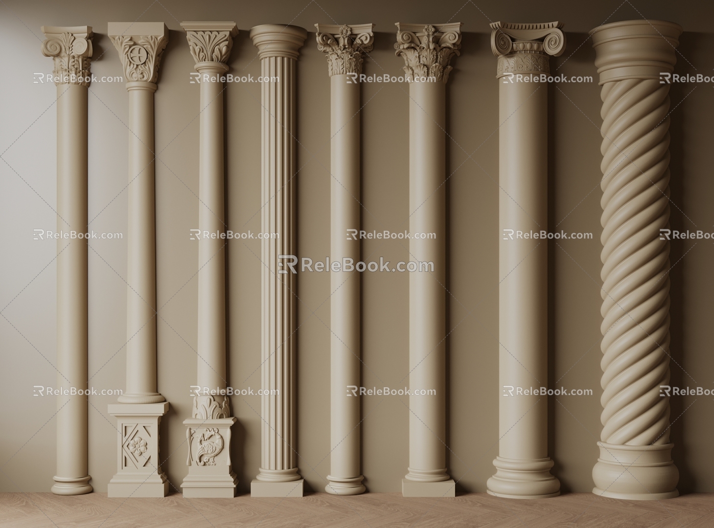 Roman column pilasters 3d model