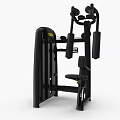 Black Seated Chest Press Fitness Machine With Ergonomic Armrests And Yellow Accents