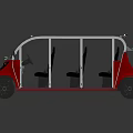Red Electric Shuttle Vehicle With White Roof Open Side And Multiple Seats