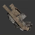 Natural Rock Formation With Wooden Platform And Bench Structure